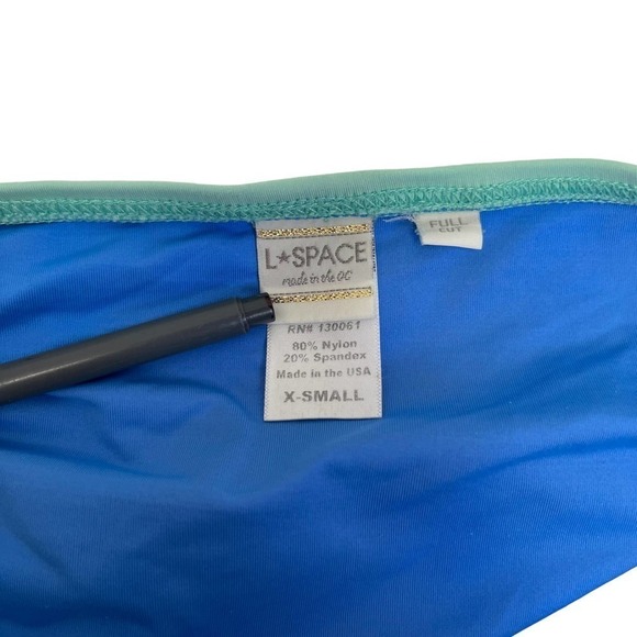 L*SPACE Colorblock Geo Bandeau Top Hipster Bottom Bikini Set Size XS - Picture 9 of 11